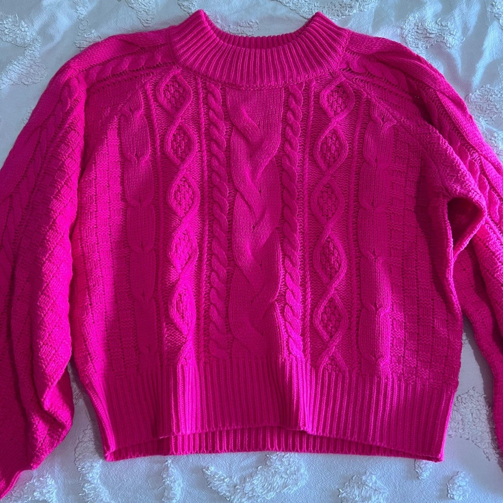 hot pink knit sweater